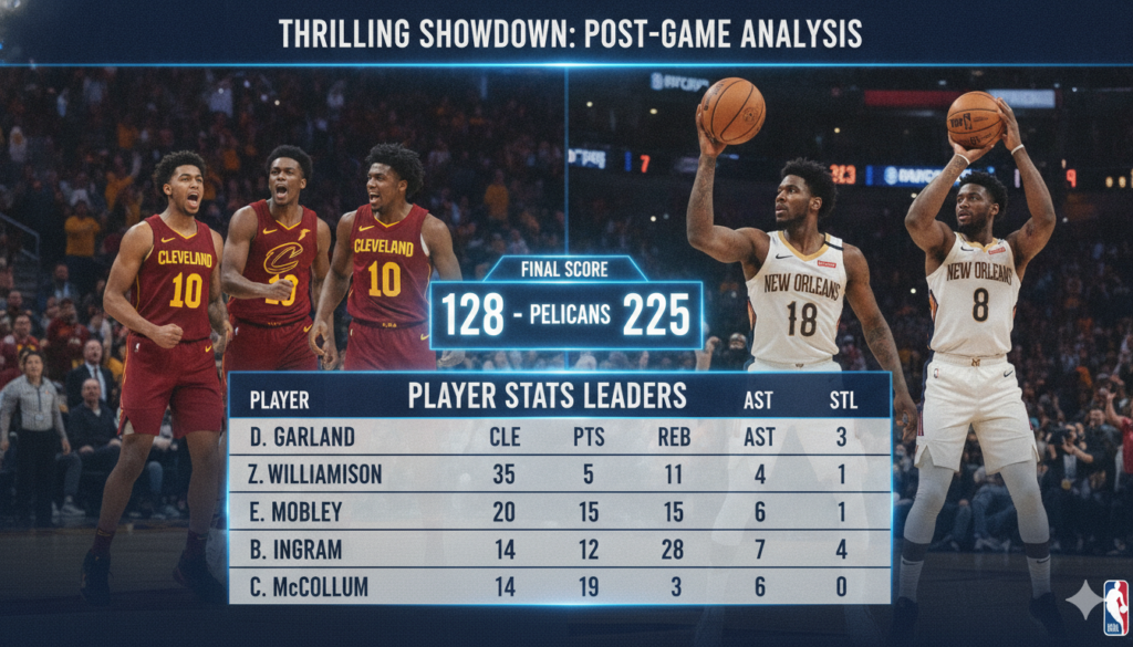cleveland cavaliers vs new orleans pelicans match player stats
